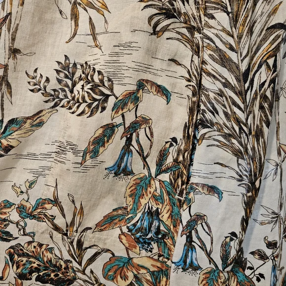 Elie Tahari Ivory Floral Pattern Sleeveless 100% Linen Dress Woman Size S - Picture 9 of 9